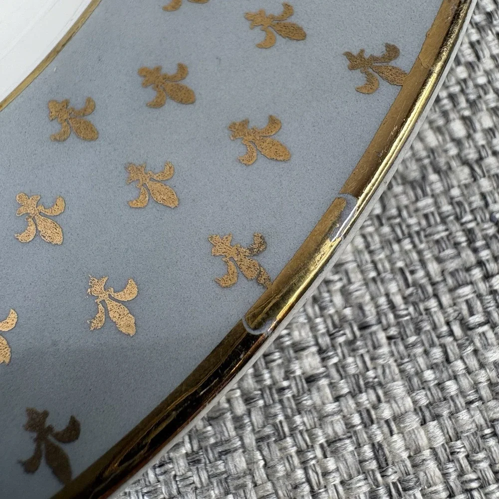 Cavalier Eggshell Karol China Antique Car Plates Fleur de Lis 22K Gold Set of 3